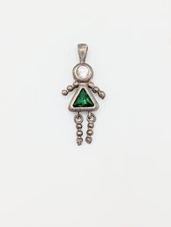 Sterling Emerald Color Birthstone Pendant 1.6g