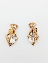 Sterling Gold Color Square Clip On Earrings 9.4g