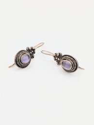 Sterling Oval Purple Tourmaline Hook Earrings 4.5g