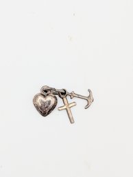 Sterling Anchor, Heart & Cross Pendant 1.1g