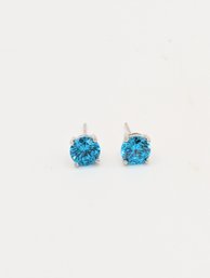 Sterling Blue Glass Circular Stud Earrings 1.5g