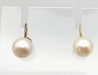 Pearl 10K Gold Earrings 2.8 G