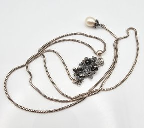 PZ Pearl Sterling Silver Adjustable Necklace 11.4 G