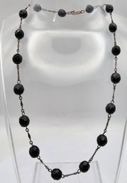 Black Glass Sterling Silver Necklace 13.3 G
