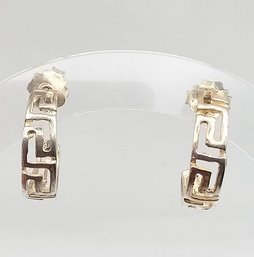 Sterling Silver Geometric Hoop Earrings 3.7 G