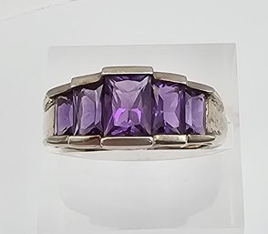 Amethyst Sterling Silver Cocktail Ring Size 6.5 4.6 G