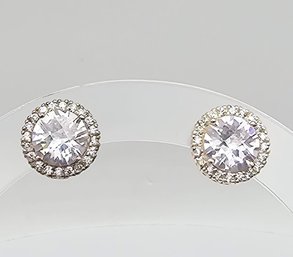 Rhinestone Sterling Silver Earrings 4.5 G