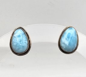 Larimar Sterling Silver Earrings 3.7 G