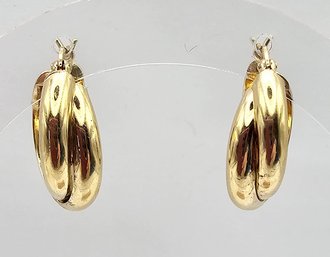 Gold Over Sterling Silver Hoop Earrings 3.7 G