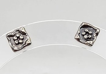 Sterling Silver Flower Earrings 1.5 G