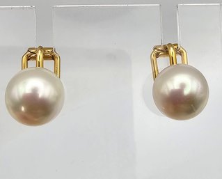 HB Pearl Gold Over Sterling Silver Earrings 4 G