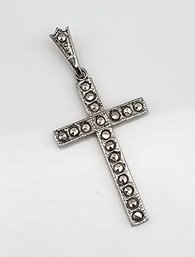 Theda Marcasite Sterling Silver Cross Pendant 1.7 G
