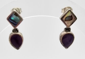 Abalone Sterling Silver Earrings 3.8 G