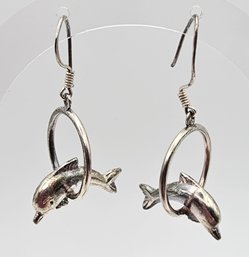 Sterling Silver Dolphin Earrings 6.5 G