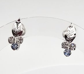 Rhinestone Sterling Silver Earrings 2.8 G