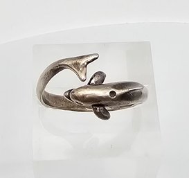 $ Sterling Silver Dolphin Ring Size 7.25 2.9 G