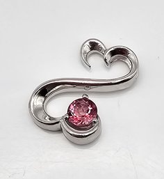 AJ Pink Topaz Sterling Silver Open Hearts Collection Pendant 5 G