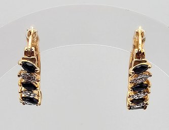 Ross Simons Diamond Sapphire Gold Over Sterling Silver Hoop Earrings 4 G