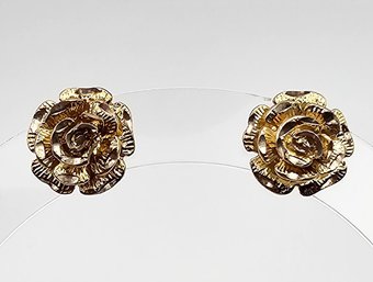 M Gold Over Sterling Silver Rose Earrings 3.9 G