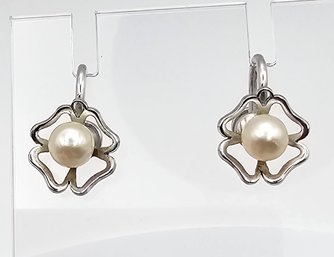 Marvel Pearl Sterling Silver Earrings 3.6 G