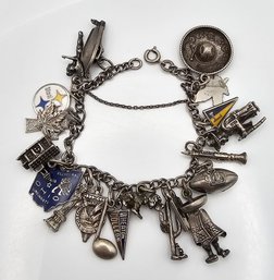 Sterling Silver Charm Bracelet 47.9 G