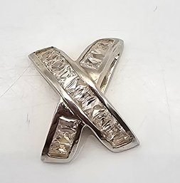 Rhinestone Sterling Silver X Pendant 3.6 G