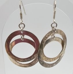 Mexico Sterling Silver Double Circle Earrings 11.3 G