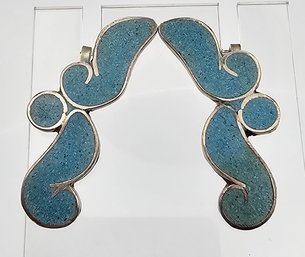 Crushed Turquoise Sterling Silver Earrings 6.5 G