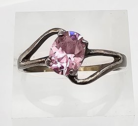 Rhinestone Sterling Silver Cocktail Ring Size 9 2.6 G