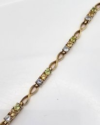 Peridot Topaz Citrine Gold Over Sterling Silver Tennis Bracelet 7.9 G