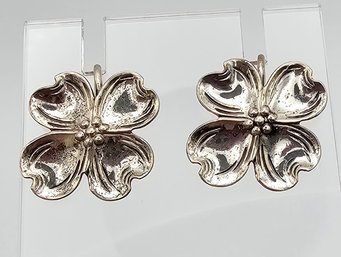 BEAU Sterling Silver Dogwood Flower Earrings 3.7 G