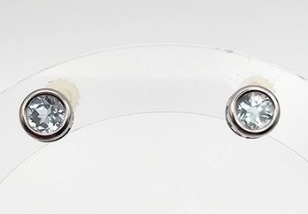 L Aquamarine 14K White Gold Earrings 0.9 G