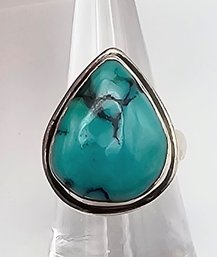 Turquoise Sterling Silver Ring Size 7.75 11.3 G