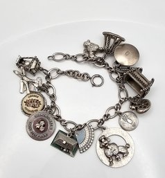 Vintage Sterling Silver Charm Bracelet 54.8 G