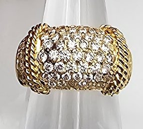Cubic Zirconia Gold Over Sterling Silver Cocktail Ring Size 7.25 8.5 G