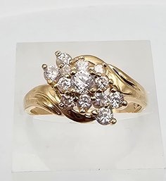 Ross Simons Cubic Zirconia Gold Over Sterling Silver Cocktail Ring Size 7.5 2.9 G