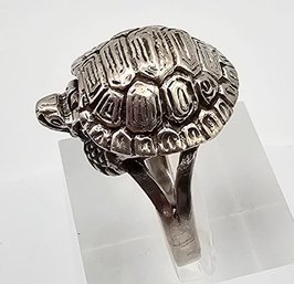 Sterling Silver Turtle Trinket/poison Ring Size 7.25 9.6 G