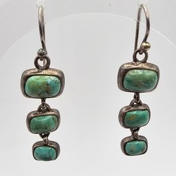 Barse Turquoise Sterling Silver Drop Dangle Earrings 7.4 G