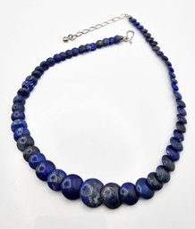 Jay King Mine Finds Graduated Disk Lapis Sterling Silver Necklace 40 G