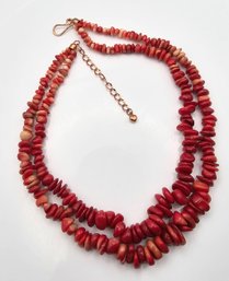 Jay King Mine Finds Coral Double Strand Necklace 128.7 G