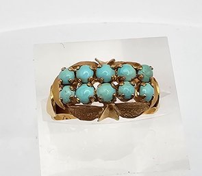 Turquoise 21K Gold Cocktail Ring Size 5.5 3.1 G