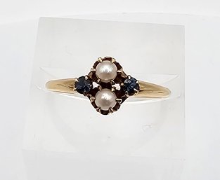Topaz Pearl 10K Gold Cocktail Ring Size 6 2.1 G Approximately 0.06 TCW