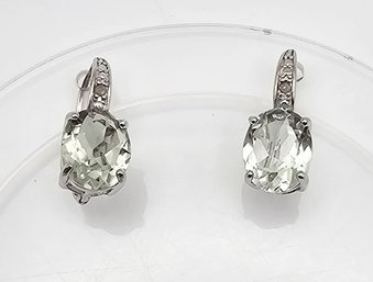 DBJ Aquamarine Sterling Silver Earrings 3.5 G Approximately 4.5 TCW