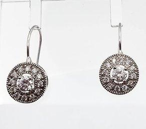 ATI Rhinestone Sterling Silver Drop Dangle Earrings 3.1 G