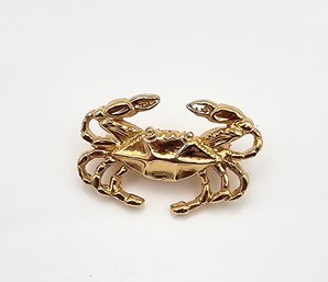 BEAU Gold Over Sterling Silver Crab Pin 6.1 G