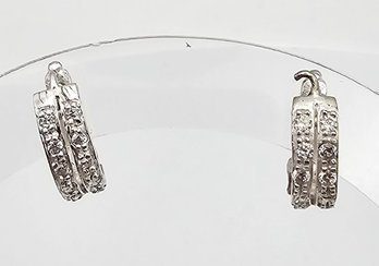 Rhinestone Sterling Silver Earrings 2.7 G
