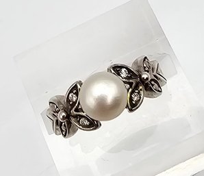 RJ Pearl Sterling Silver Cocktail Ring Size 2.8 G