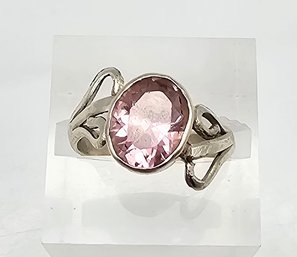 Rose Quartz Sterling Silver Cocktail Ring Size 5.5 3 G Approximately 2 TCW