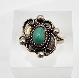 Native Turquoise Sterling Silver Ring Size 4.5 2.5 G