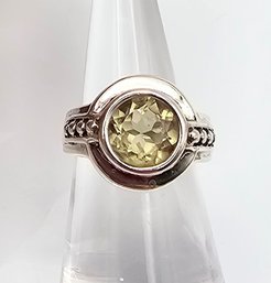 Citrine Sterling Silver Cocktail Ring Size 6.5 6.7 G Approximately 3 TCW